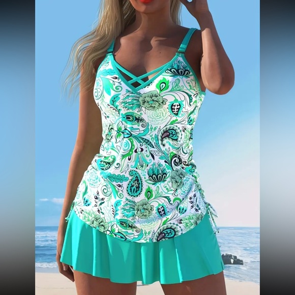 Other - NEW 2 Piece Swim Set  aqua arabesque #SW-D2-0086